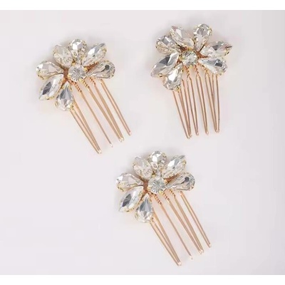 Naishide Jewelry Sada 3 ks krystalových hřebínků Flower Druh barvy: Zlatá