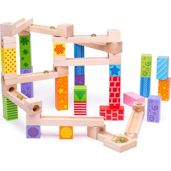 Bigjigs Toys Дървен конструктор и писта с топчета Bigjigs - Marble Run (BJ786)