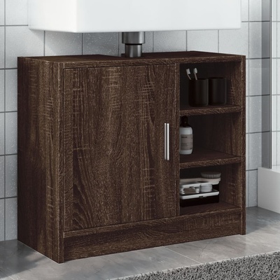 vidaXL Долен шкаф за мивка, кафяв дъб, 63x29x55 см, инженерно дърво (848135)