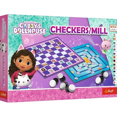 Trefl Настолна игра Checkers & Mill: Gabby's Dollhouse - Детска (2858)