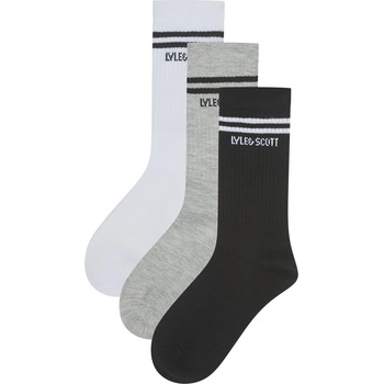 Lyle and Scott Чорапи Lyle and Scott Kids' Crew Socks - White/Blk/Grey