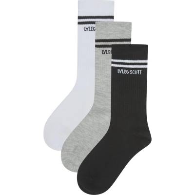 Lyle and Scott Чорапи Lyle and Scott Kids' Crew Socks - White/Blk/Grey