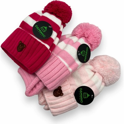 Damiano dívčí zimní čepice s nákrčníkem růžová