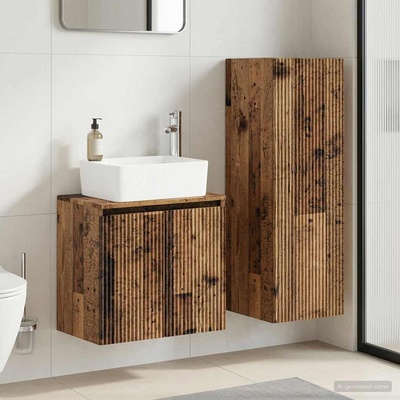 vidaXL Комплект мебели за баня 2 бр. Старо дърво 33 x 34, 5 x 100 см (3406131)