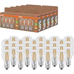 OSRAM highly efficient LED lamps with energy efficiency class A, value pack with 30 bulbs, replaces conventional 60W light bulbs, pear shape, warm white (2700K), E27, filament glass - 4099854338618