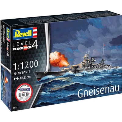 Revell Gneisenau Model Set lode 1:1200 48 dielov + farby + lepidlo + štetec