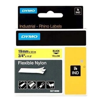 DYMO Rhino 18491, S0718090, 19mm x 3, 5m черен печат / жълт фон, оригинална лента (18491)
