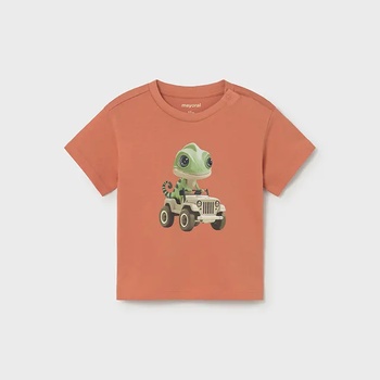 MAYORAL Тениска къс ръкав животинче в оранжев цвят за бебе момче Mayoral