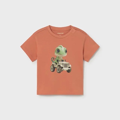 MAYORAL Тениска къс ръкав животинче в оранжев цвят за бебе момче Mayoral