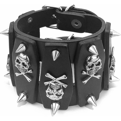 Leather & steel fashion гривна cofin skulls - lsf1 123