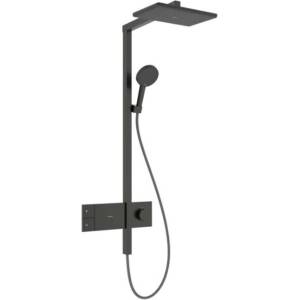 Hansgrohe Raindance Alive Q - Душ комплект с термостат, 21x34 см, 3 струи, EcoSmart, матиран черен хром 24581340 (24581340)