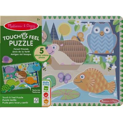Melissa & Doug dřevěné Puzzle se zvířátky a jejich hmatovou stopou
