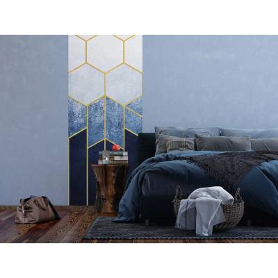 AG design FTNVL-3725 vliesová fototapeta Blue Hexagons rozměry 90 x 270 cm
