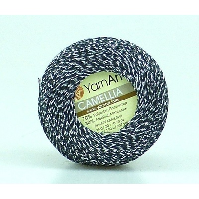 Yarn Art příze Camellia 412 černá se stříbrnou