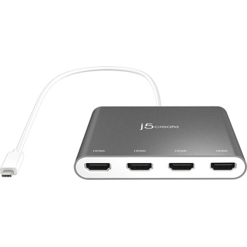 j5create Адаптер j5create - JCA366, за 4 монитора, 4x HDMI/USB-C, бял/сив (J5-JCA366)