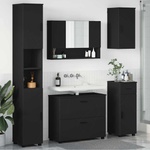 vidaXL Комплект мебели за баня 5 бр. Черно 35 x 30 x 192 см (3393074)