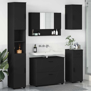 vidaXL Комплект мебели за баня 5 бр. Черно 35 x 30 x 192 см (3393074)
