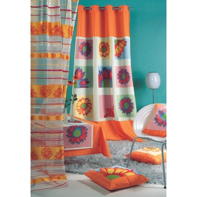 Stoeckel záclona metráž 40121 Gerbera sirka 130 cm 060 oranzove tony (4,20 m)
