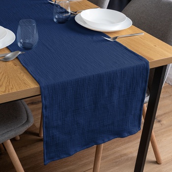 Biante Mušelínový behúň MSN-055 Tmavo modrý 35x180 cm