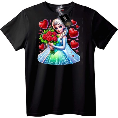 NOONEBRAND Тениска Елза с рози и сърца - 2XL, Black