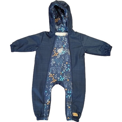 Monkey Mum® Dětská zimní softshellová kombinéza s beránkem Pohádkový večerníček s medvědem