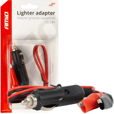 Adaptér do zásuvky zapaľovača s krokodílovým výstupom 12V 24V 60cm AMIO-03802