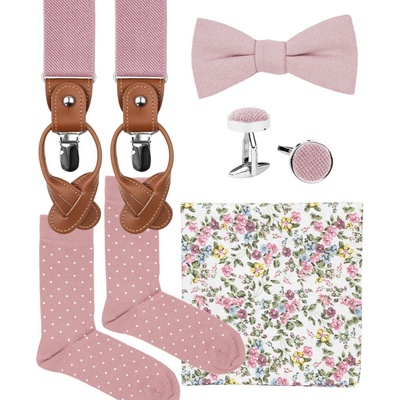 Bubibubi sada Blush Pink s motýlkem a kšandami růžová