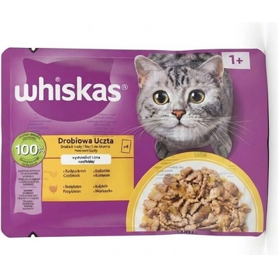Whiskas Cat hydinový výber Kuracie Kačacie Morčacie v želé 4 x 85 g