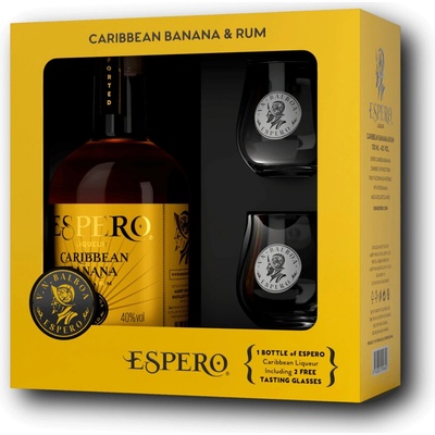 Espero Caribbean Banana 40% 0.7 l (dárkové balení s 2 skleničkami)