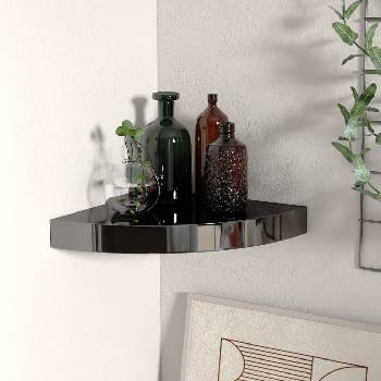 vidaXL 323889 Floating Corner Shelf High Gloss Black 25x25x3, 8 cm MDF (323889)