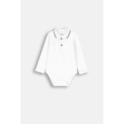 COCCODRILLO Body s dlouhým rukávem bílé s polo límcem bílý