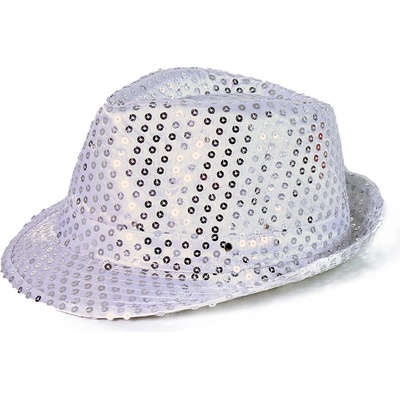 RAPPA Klobúk disco strieborný s LED svetlom pre