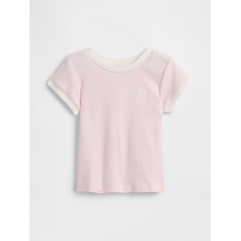 GAP Бебешка ръбеста тениска с лого GAP GAP | Rozov | Момичешки | 12-18 месеца