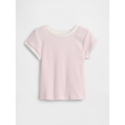 GAP Бебешка ръбеста тениска с лого GAP GAP | Rozov | Момичешки | 12-18 месеца