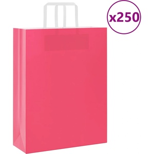 vidaXL Хартиени торбички 250 бр с дръжки розови 32x12x42 см (4101900)