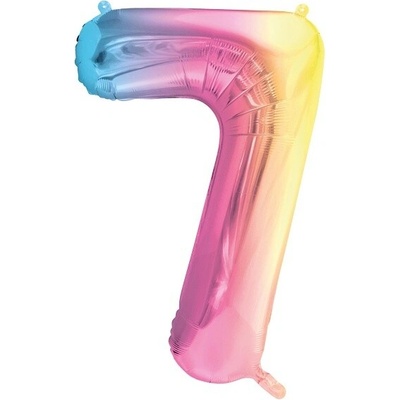 PartyDeco Balónek fóliový číslo 7 pastelově duhový 86 cm