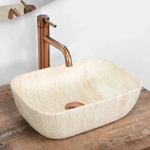 Rea Мивка за плот Rea Belinda Mini Travertine правоъгълна 36 см матово бежова (5906366008078)