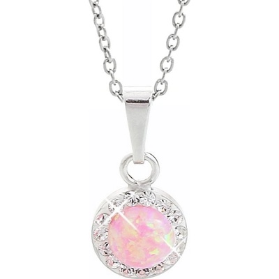 JSB Stříbrný s růžovým opálem a krystaly Swarovski Elements kolečko rose opal 15080