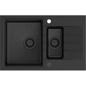 Quadron Вградена мивка Quadron Pop Peter 156 от композит, въглеродно черна, 78x50 см (HCQP57850BLM_PC) Мивка за вграждане
