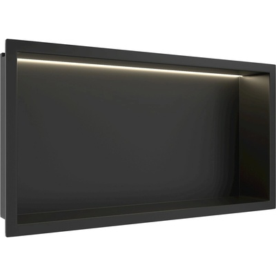 CERANO - Zápustná polička/nika do obkladu s LED osvětlením - černá matná - 60x30x10 cm