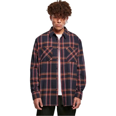 Urban Classics Карирана риза Urban classics Heavy Long Oversized Checked Long Sleeve Shirt - Blue