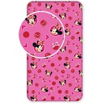 Jerry Fabrics Розов еластичен памучен детски чаршаф 90x200 cm Minnie "Hearts" - Jerry Fabrics (17FT256)