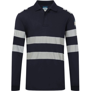 Portwest pw3 modaflame knit fr733 / Светлоотразителна поло тениска с дълъг ръкав, забавяща горенето - тъмносиня xxxl (fr733nvrxxxl)