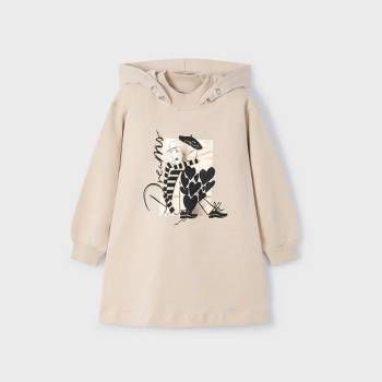 Mayoral Спортна рокля с качулка за мини момиче в цвят пясък Майорал