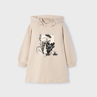 Mayoral Спортна рокля с качулка за мини момиче в цвят пясък Майорал