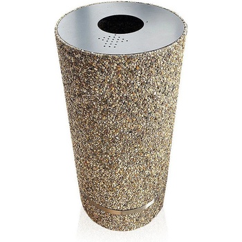 NIKA Бетонов парков кош за боклук 60 литра, кафяв с метален капак (2171)