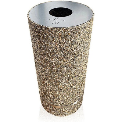 NIKA Бетонов парков кош за боклук 60 литра, кафяв с метален капак (2171)