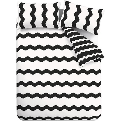 Sassy B Черно-бяло единично спално бельо 135x200 cm Waves - Sassy B (BD/59728/R/SQS/BKW)