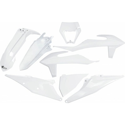 UFO kompletní sada plastů KTM EXC 125 20-21, EXC 250 / 300 TPI 20-23, EXC-F 250 / 350 / 450 / 500 20-23 s krytem světla barva bílá (KT527E042)