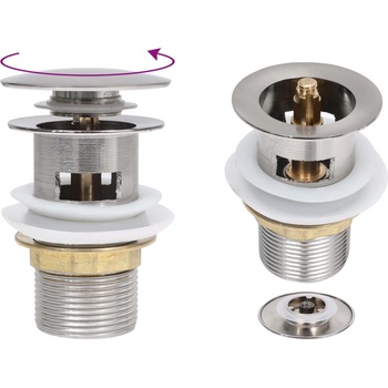 vidaXL Сифон клик-клак с преливник, сребрист, 6, 4x6, 4x9, 1 см (149059)